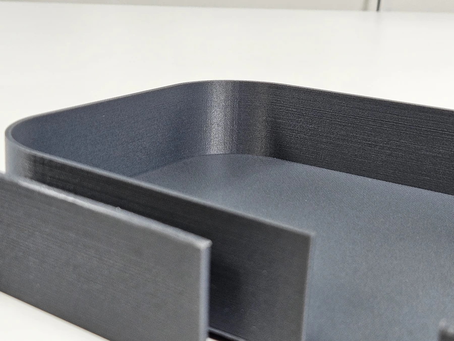 Matte black carbon-fibre ASA tray with tall side walls and layered finish
